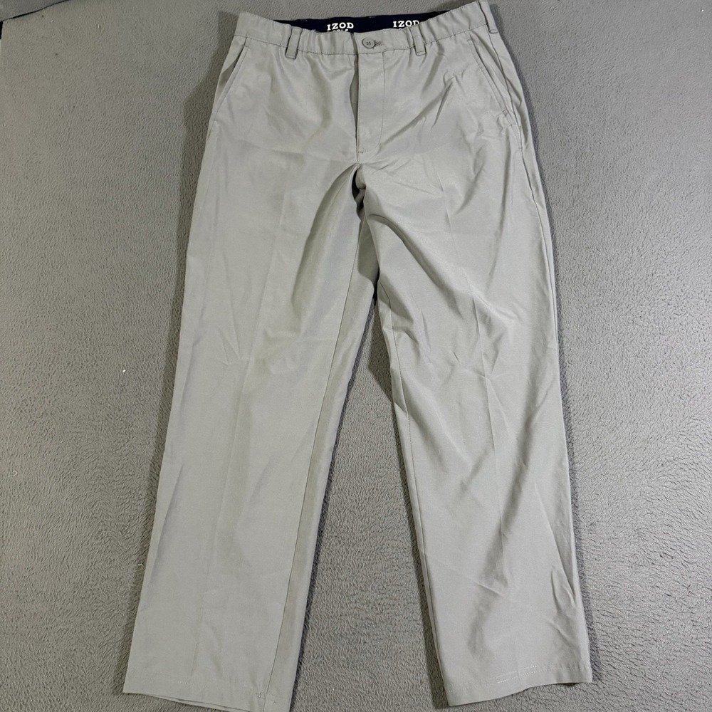 Izod Golf Pants 30x30 Mens Straight Flat Front Gray Lightweight Casual
